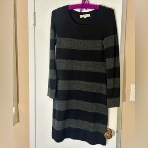 LOFT Long Sleeve Black and Gray Sweater Dress Women’s Size Small
